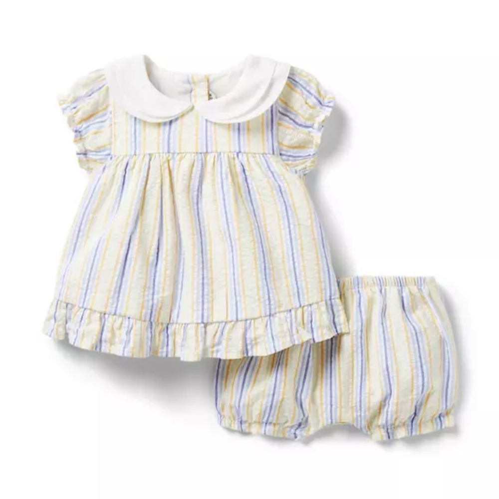 Janie and Jack Pastel Striped Dress and Bloomers